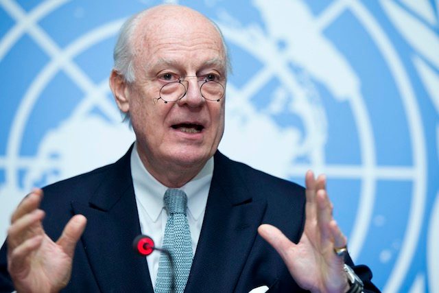 Staffan de Mistura, United Nations Special Envoy for Syria speaks to the press on the Intra-Syrian Geneva talks 2016, January  26,2016. Jean-Marc Ferré/UN Photo 