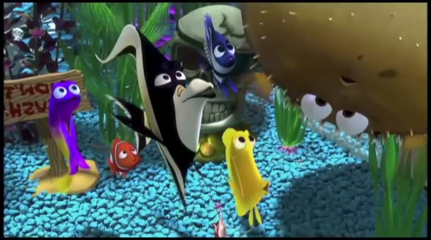 The Tank Gang in 'Finding Nemo.' Screengrab from YouTube/Walt Disney Studios Singapore 