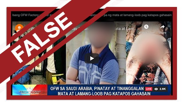 FALSE: ‘Photo’ of dead, ‘raped,’ mutilated OFW in video thumbnail