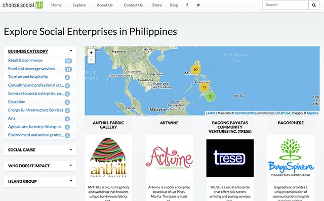 REACH. ChooseSocial.PH wants to improve the social media reach of their brand and add more social enterprises to the platform, so they can help more of them break into the mainstream. Screen grab from ChooseSocial.PH website  