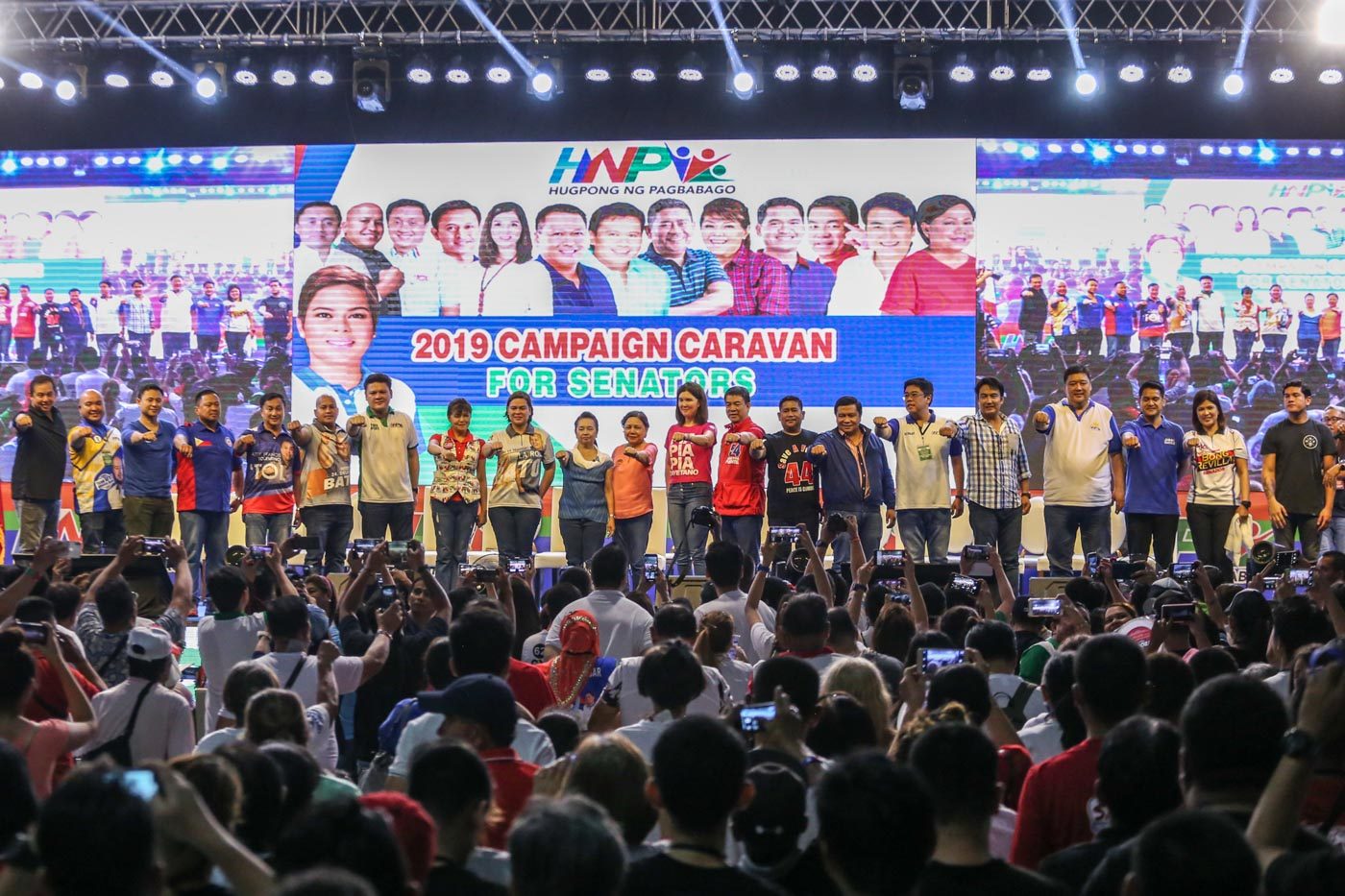Duterte a no-show at rainy but packed Hugpong miting de avance