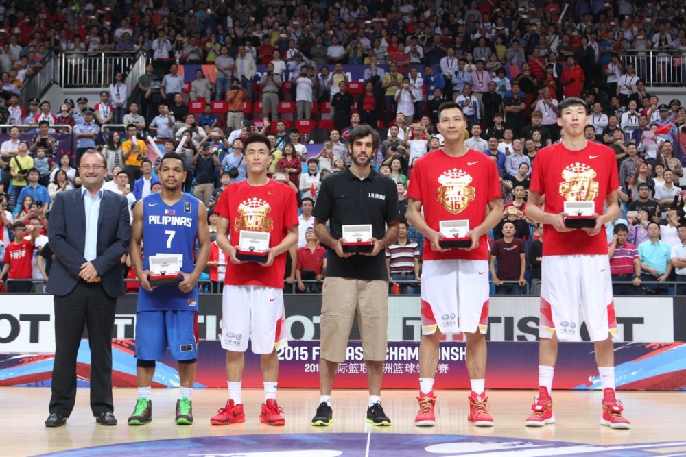 MYTHICAL TEAM. Jayson Castro (left most) is named to the FIBA Asia Mythical Team for the second consecutive time as he retains his title as best point guard in Asia. Photo from FIBA 