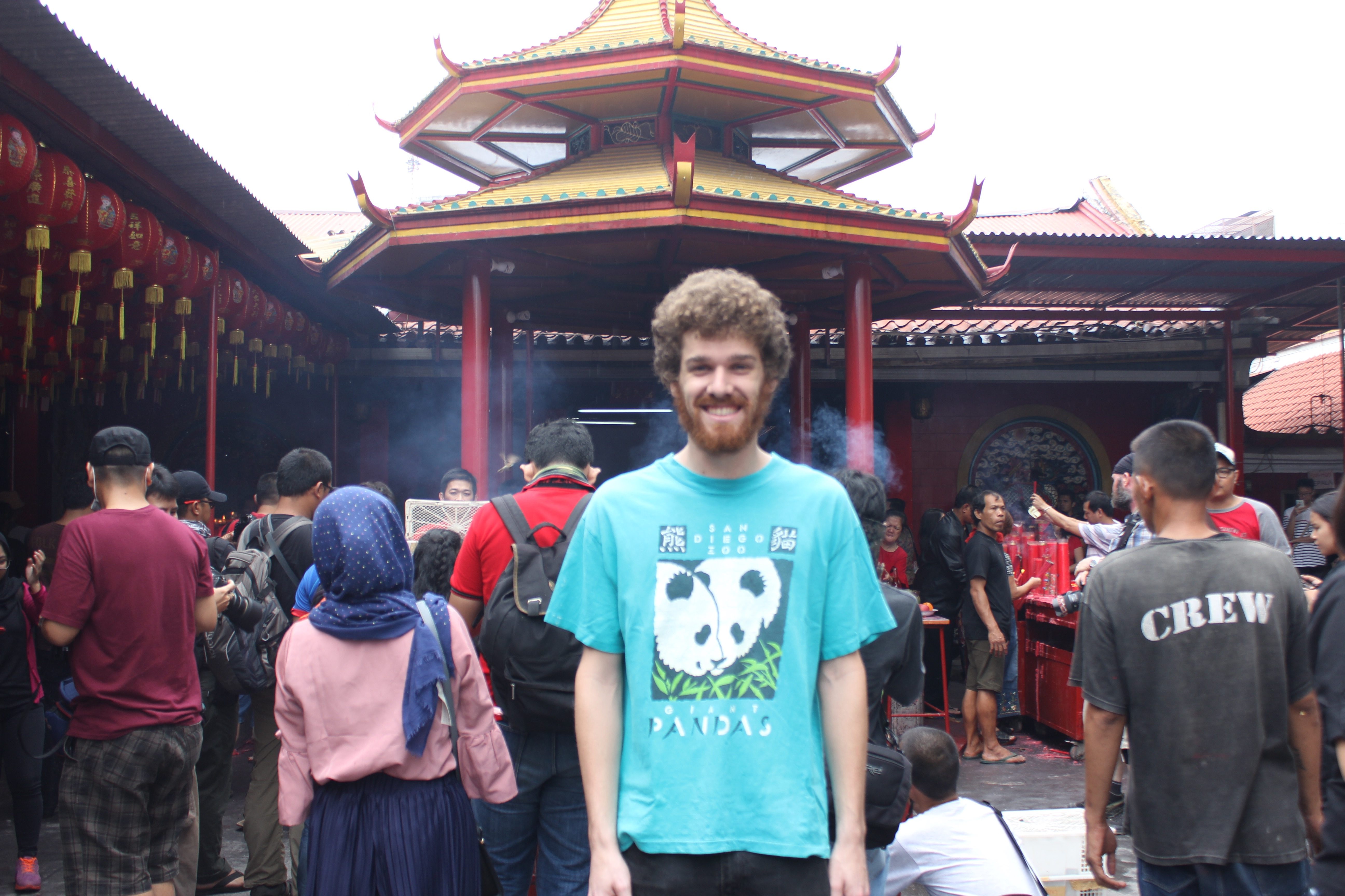 NEW YEAR. American Andrew Masters, 28 is visiting Indonesia after working in Vietnam as an English teacher. 'As an American I have a lot of negativity floating around in me right now so my hope is that everything gets better – I hope so.' Photo by Han Nguyen

 