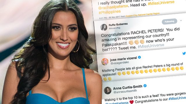 PH stars congratulate Rachel Peters for Top 10 finish in Miss Universe 2017