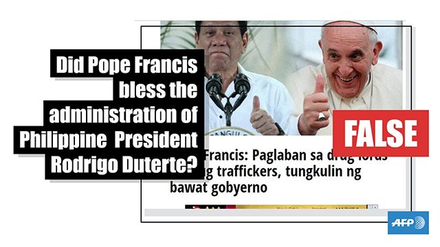 FALSE: Did Pope Francis bless the administration of President Duterte?