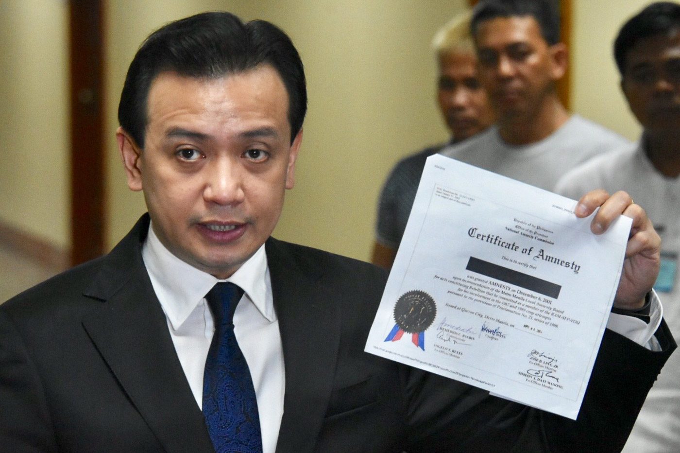 Ex-DND panel chair, official tell courts: Trillanes applied for amnesty in 2011