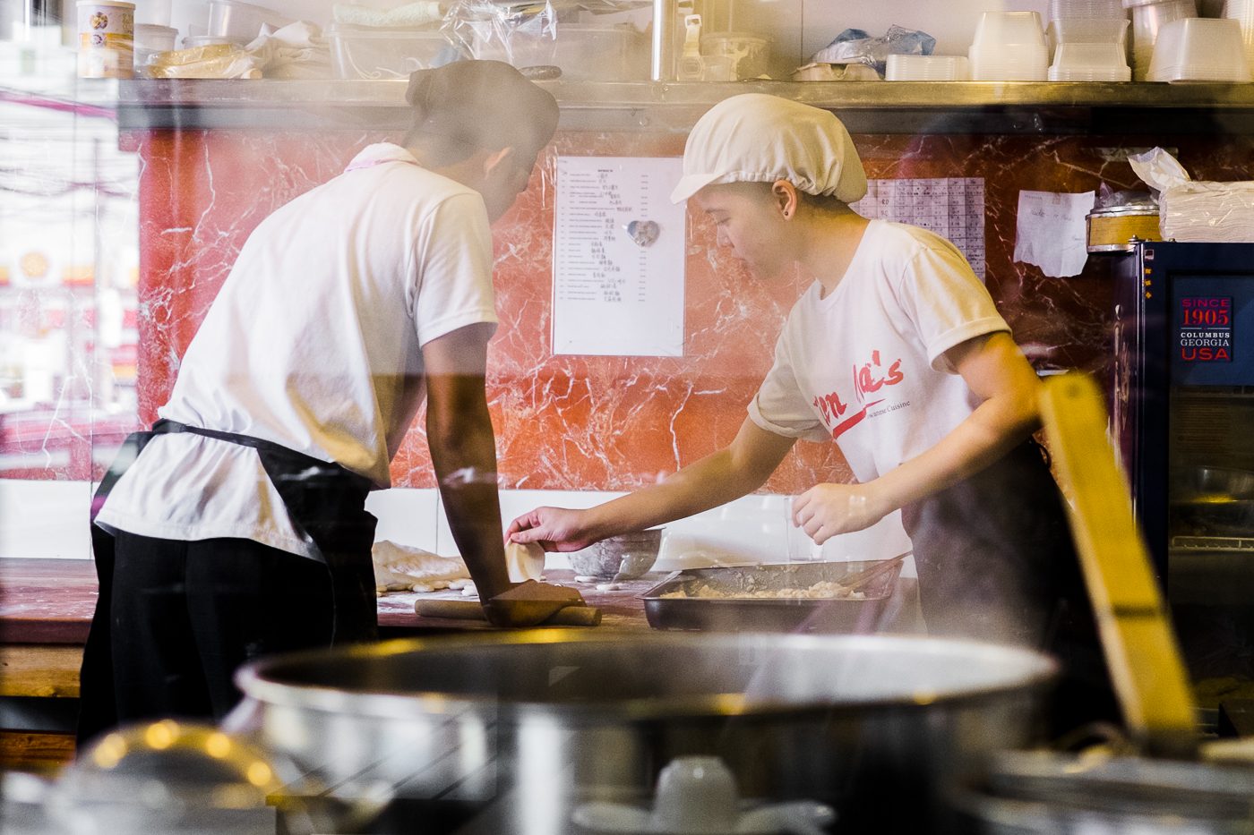 Tien Ma's chefs, trained by their Taiwanese head chef, make Xiao Long Bao. They also make their own hand-pulled noodles. 