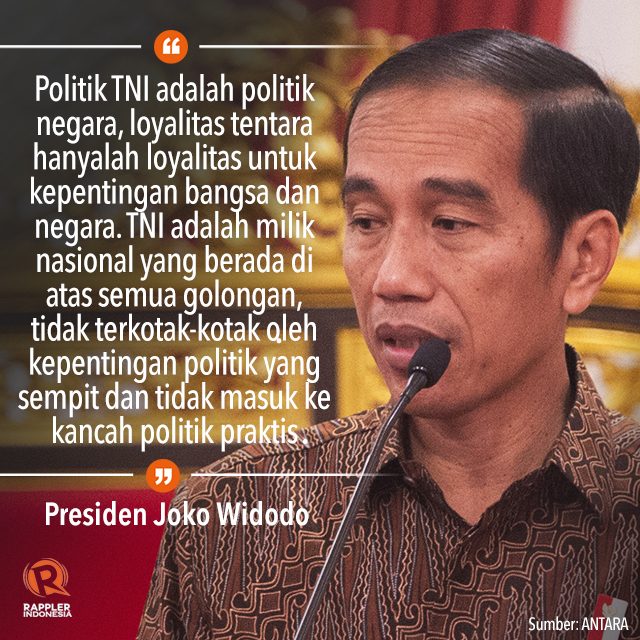 Jokowi: Politik yang dipegang TNI adalah politik negara