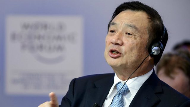 HUAWEI. Huawei Founder and CEO Ren Zhengfei speaks during a session of the World Economic Forum (WEF) annual meeting on January 22, 2015 in Davos. File photo by Fabrice Coffrini/AFP 