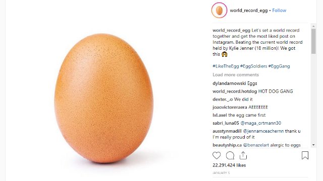 Egg photo tops Kylie Jenner for most-liked Instagram post of all time