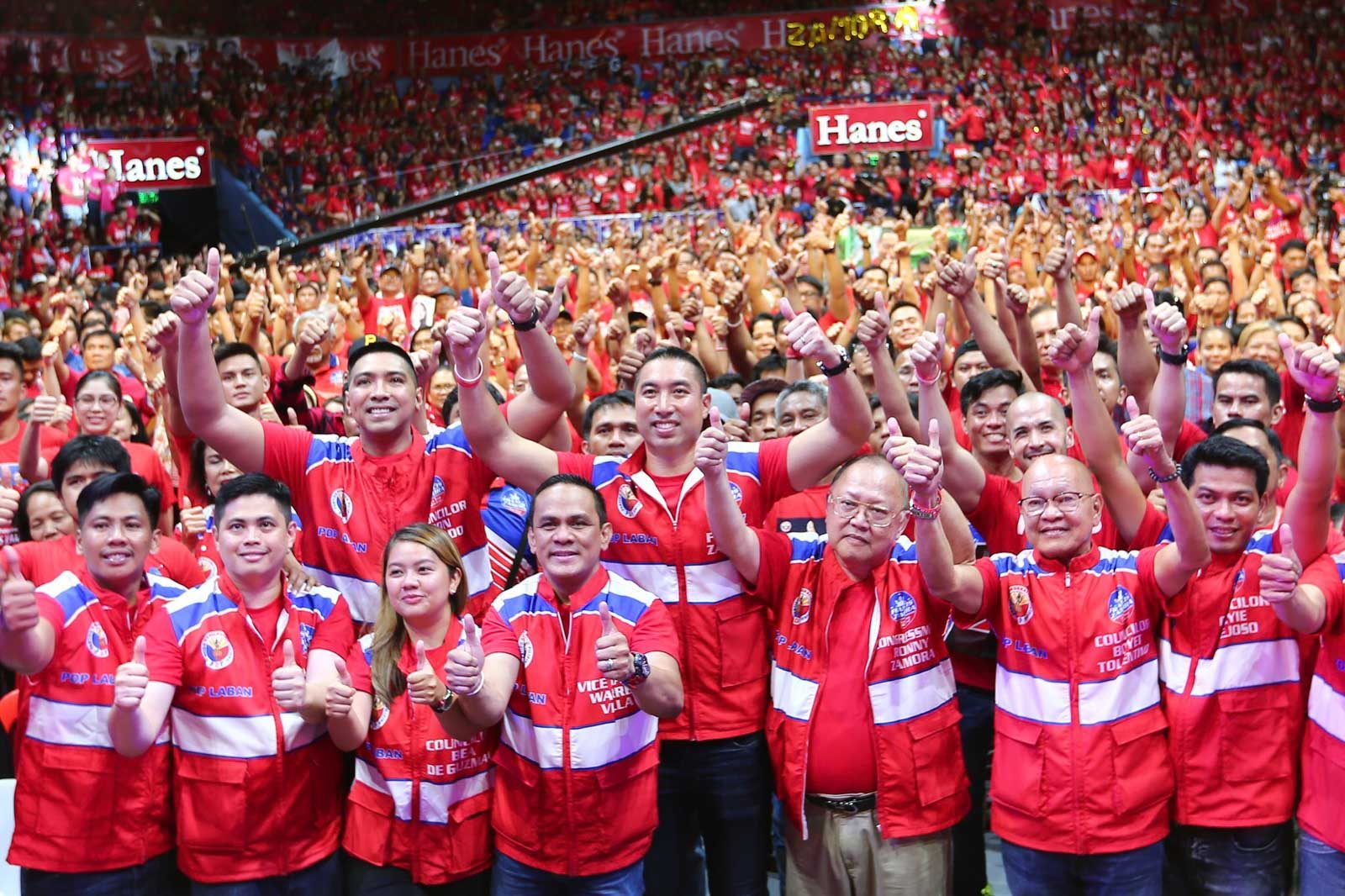 PACKED. PDP-Laban San Juan holds its miting de avance at the Filoil Flying V Center, filling it with supporters in red on May 11. Photo by Jire Carreon/Rappler  