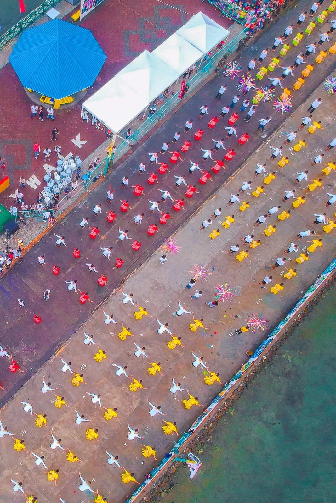 TOP VIEW. Over 7,000 people participated in the record-setting folk dance performance Photo from Department of Tourism 