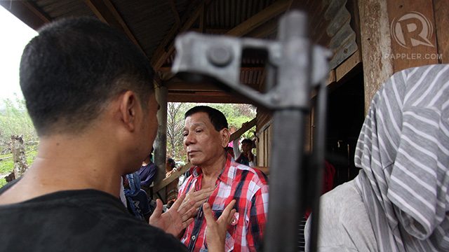 VISITOR AT THE CAMP. Davao City vice-mayor Rodrigo Duterte during a visit to an NPA camp in Compostela Valley during the anniversary of the Communist Party of the Philippines. Photo by Karlos Manlupig.
