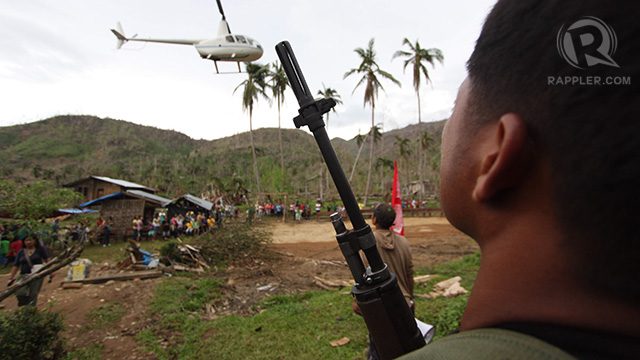 The chopper that brought Davao City vice-mayor Rodrigo Duterte to the NPA's Compostela Valley camp. Photo by Karlos Manlupig.