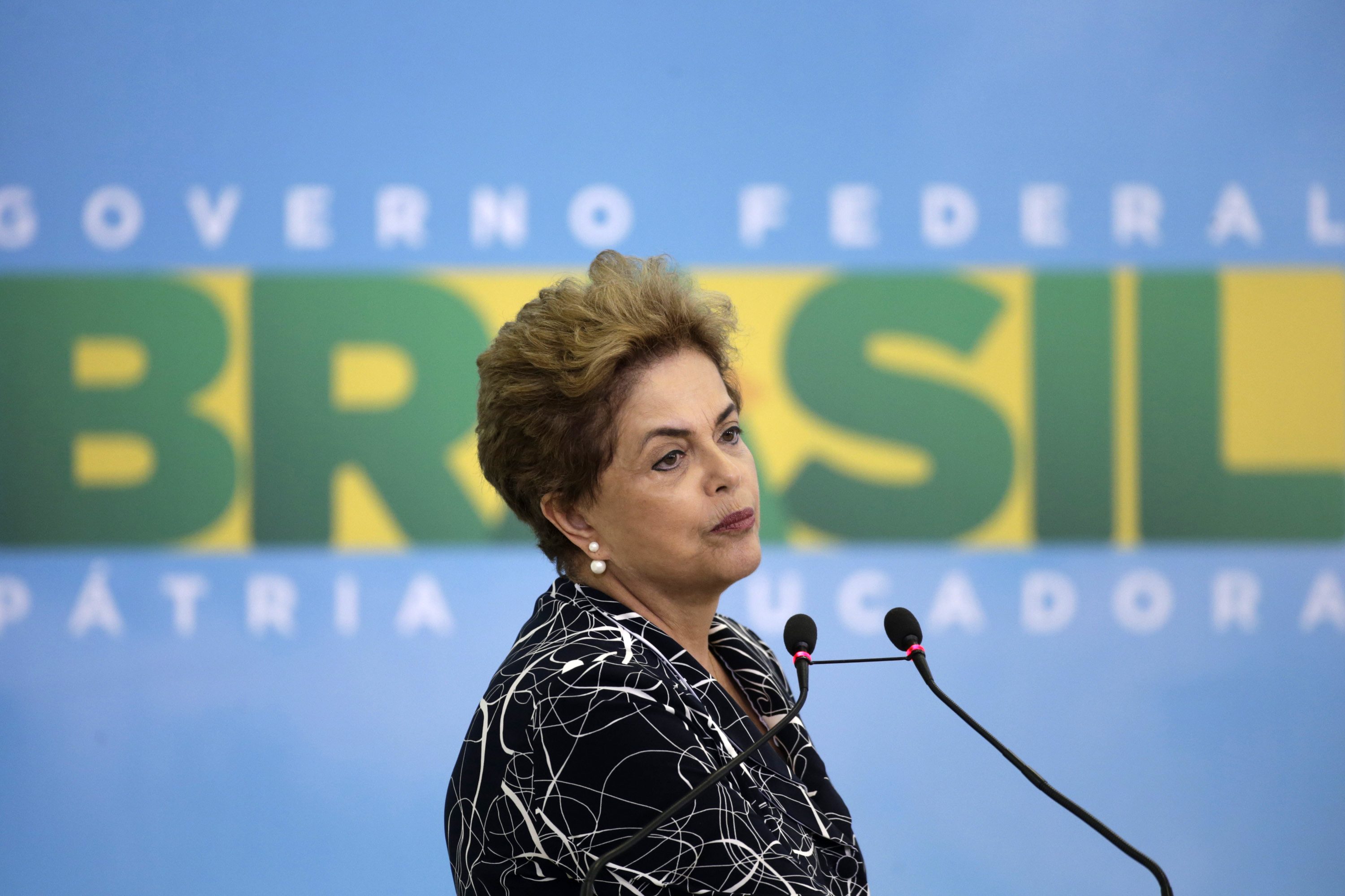 EMBATTLED LEADER. Brazilian President Dilma Rousseff delivers a speech during a ceremony to launch a new phase of the state-funded housing program, at the Planalto Presidential Palace in Brasilia, Brazil, May 6, 2016. File photo by Fernando Bizerra Jr/EPA 