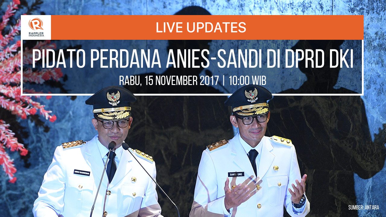 LIVE UPDATES: Pidato Anies-Sandi di Gedung DPRD DKI