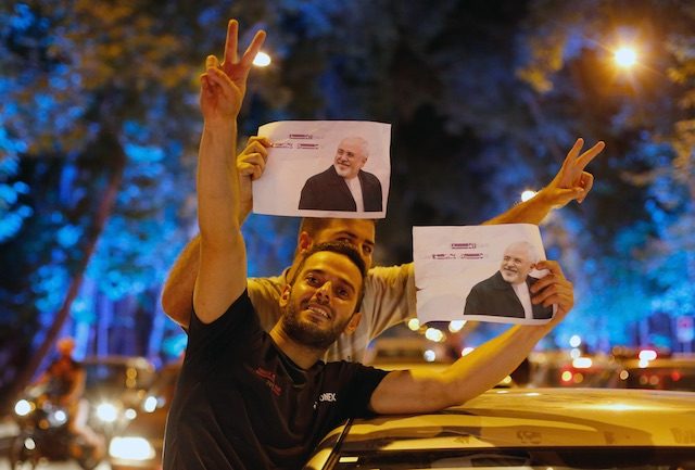 Iranians celebrate nuclear deal, hail Zarif as hero