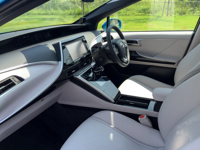 The interior of a hydrogen-powered car. 