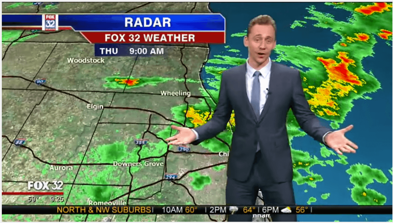 WATCH: Tom Hiddleston does the weather report