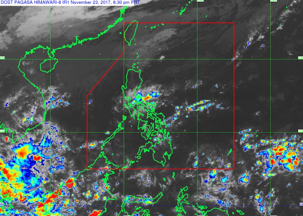 Light-heavy rain in parts of Luzon, Visayas on November 24