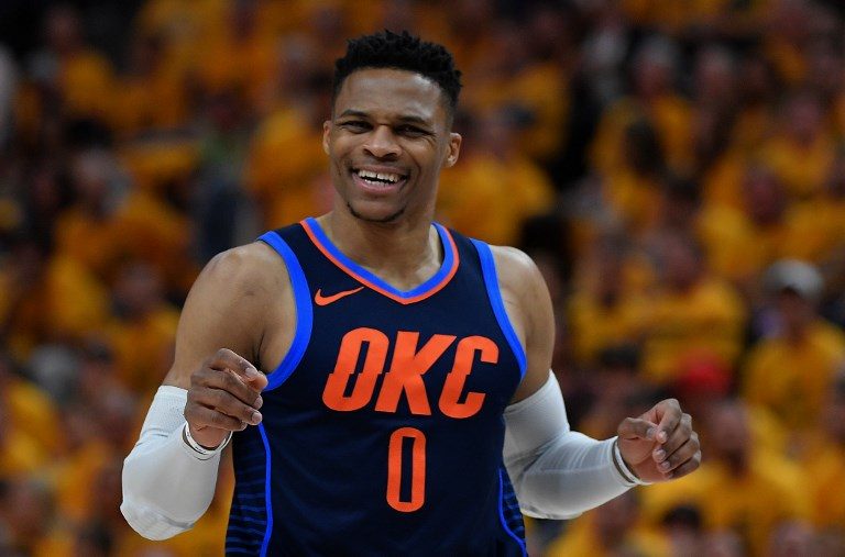 MEAN MACHINE. Russell Westbrook will likely barge into the top 3 of the NBA’s all-time triple-double list. Photo by Gene Sweeney Jr./Getty Images/AFP  