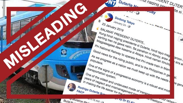 MISLEADING: Without President Duterte, no Filipino-made train