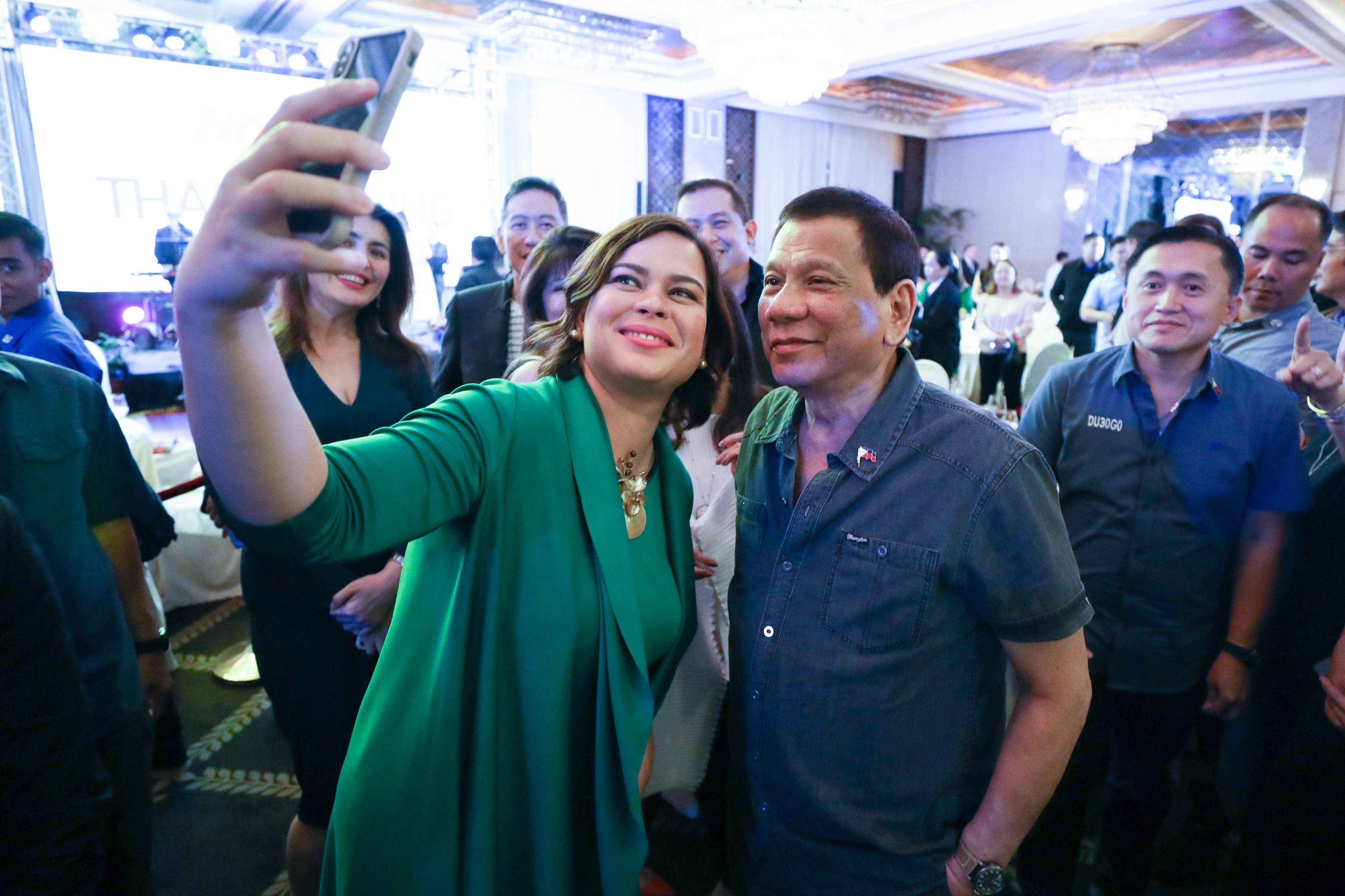 FATHER-DAUGHTER TANDEM. The father-daughter team of Sara Duterte and Rodrigo Duterte manage to shut out the opposition from the Senate in the 2019 elections. Malacañang photo 