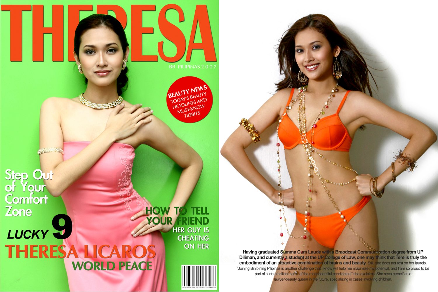 MAGAZINE LOOK. Former Miss Universe Philippines Anna Theresa Licaros poses for Saldaña.  