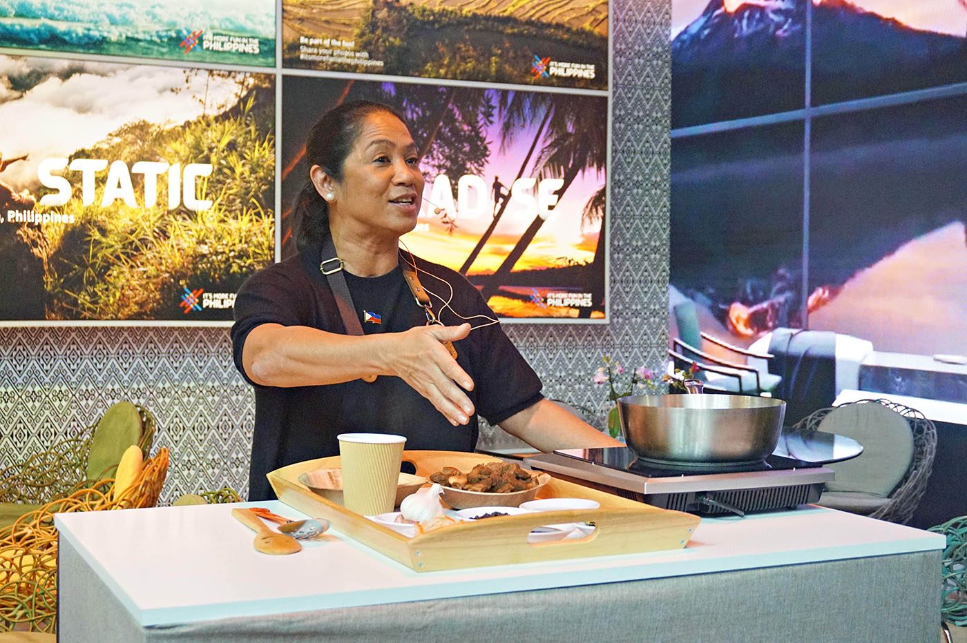 FILIPINO DISHES. Gaita Fores makes a demonstration of Filipino food during the trade fair in Berlin. 