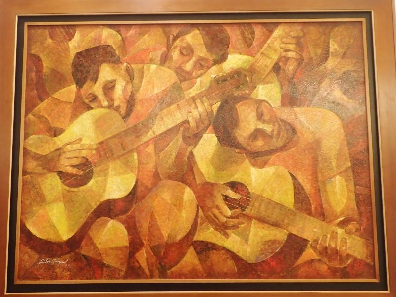 CUBISM. “Rehearsal” by Roger San Miguel also calls to mind idyllic scenes in Filipino life. 