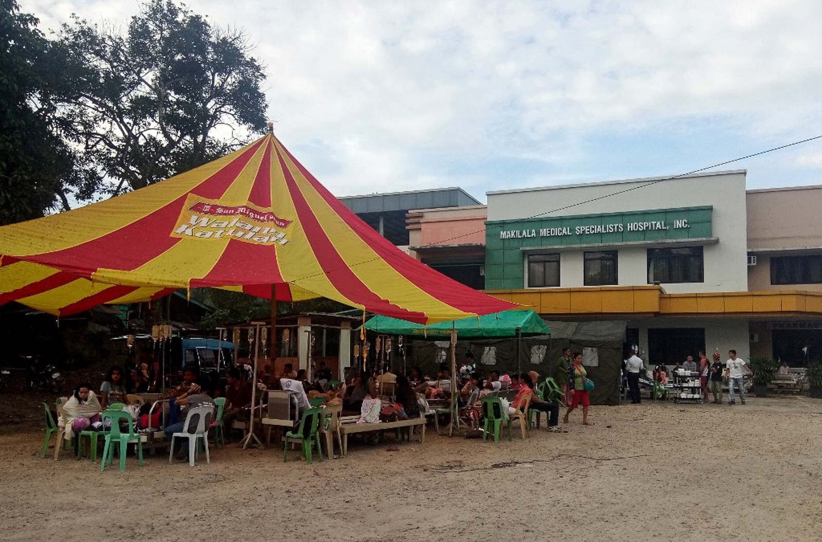 TEMPORARY SHELTER. A tent is pitched as temporary shelter for patients outside a hospital in Makilala, North Cotabato on October 17, 2019. Photo by Geonarri Solmenaro/AFP  