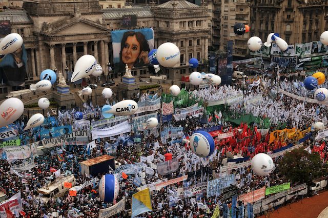 Supporters rally for embattled Argentine president
