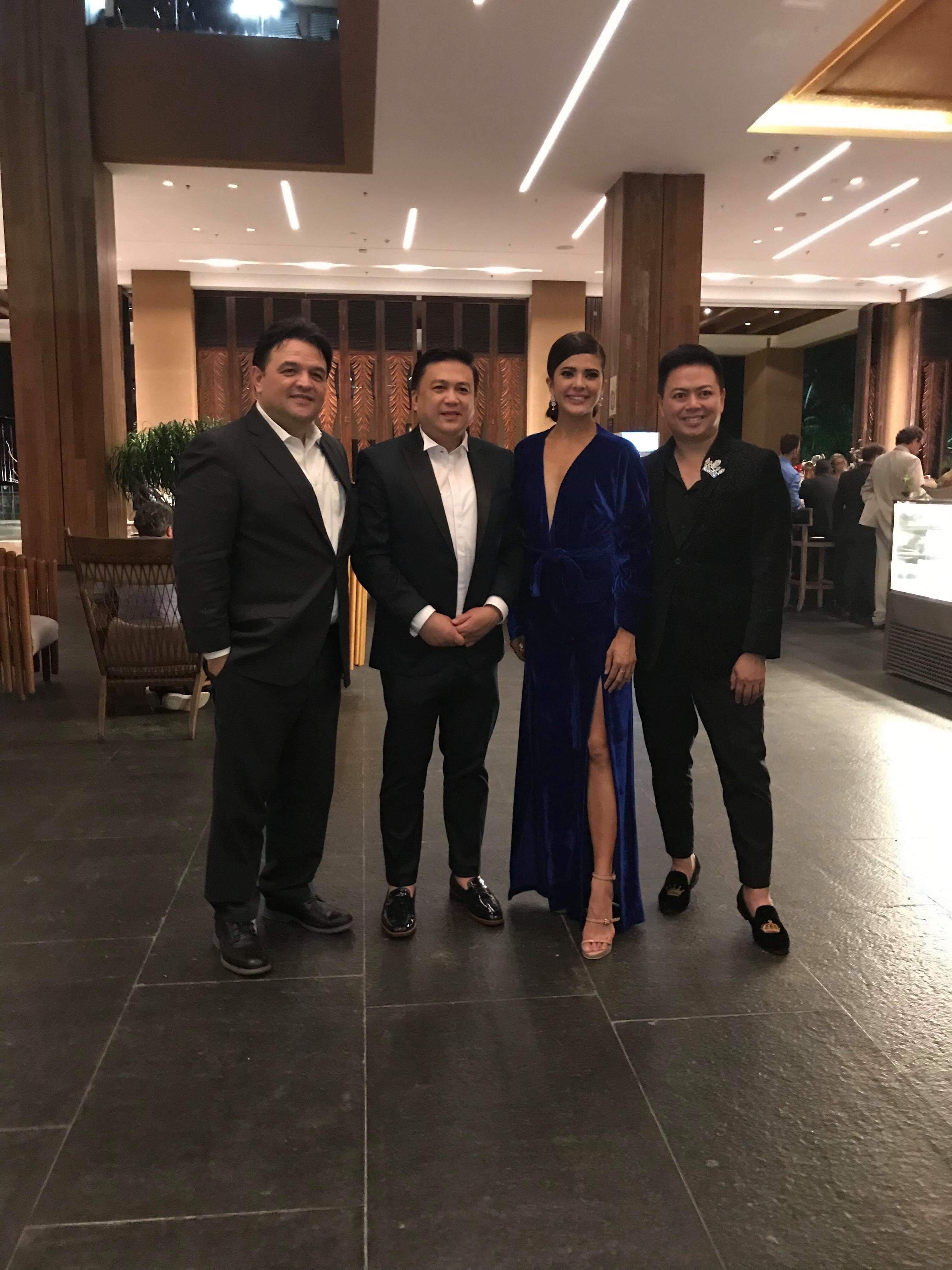 BEST. The author (right) with Miss World Philippines Katarina Rodriguez, Miss World Philippines director Arnold Vegafria, and her father Antonio Rodriguez. Photo by Voltaire Tayag/Rappler  