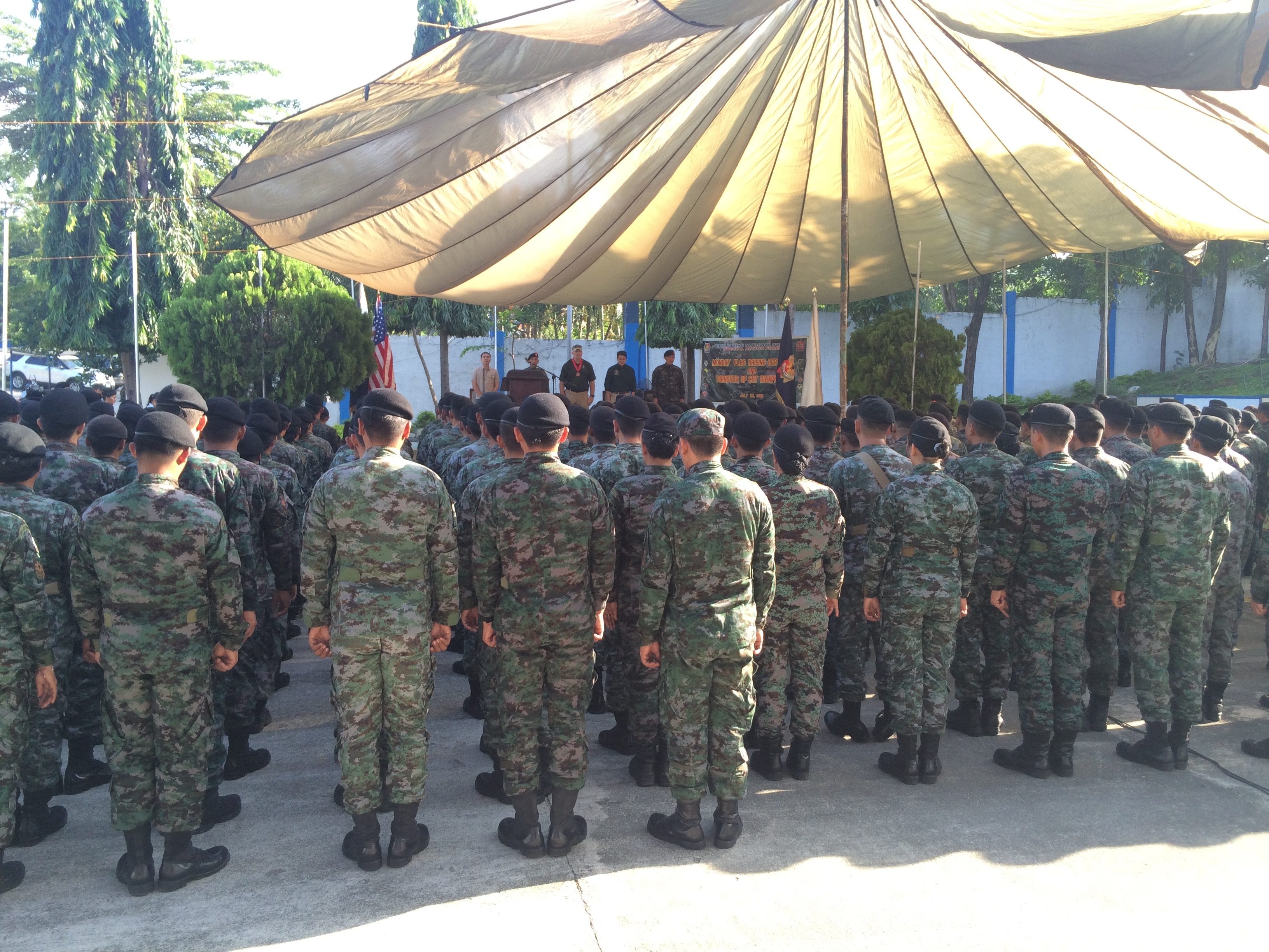 The PNP SAF during their Monday, July 20 flag ceremony inside Camp Bagong Diwa. Rappler photo 