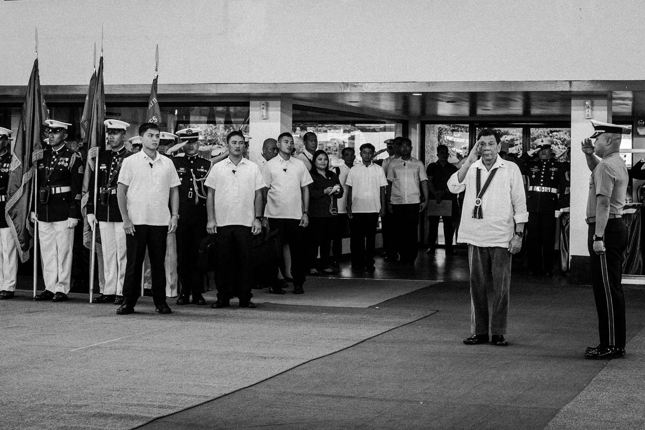 GUEST OF HONOR. President Rodrigo Duterte as part of the well orchestrated ceremony to celebrate the Philippine Marines' 67th birthday. Photo by Rick Rocamora   