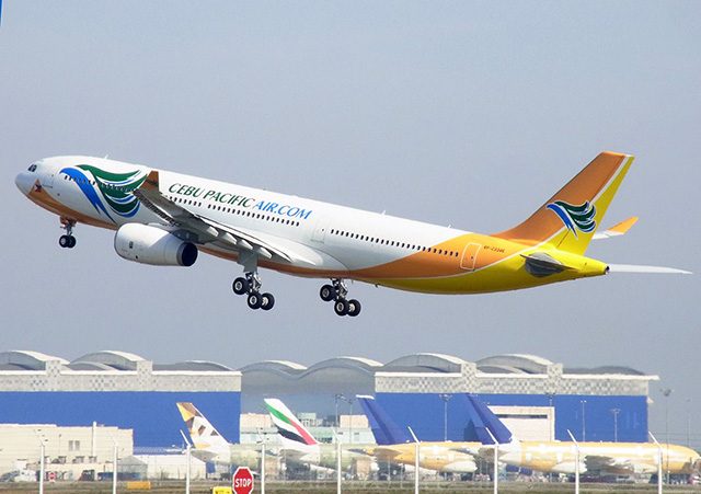 MANILA-BOUND. The new Airbus A330 taking off into a clear blue sky from Toulouse, France. Photo from Cebu Pacific's Facebook page / Airbus 
