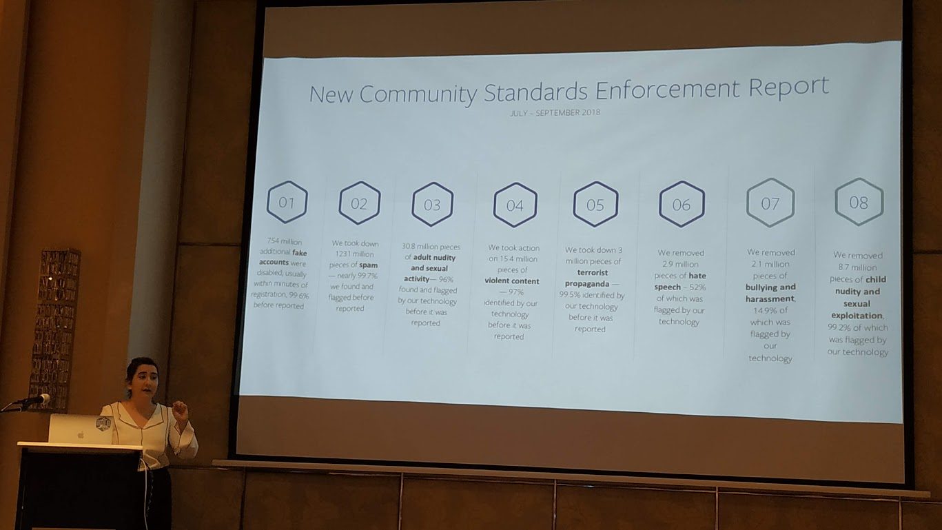 COMMUNITY STANDARDS. Sheen Handoo, Facebook's public policy manager, shows the many areas for which content moderation is done. Photo by Gelo Gonzales/Rappler 