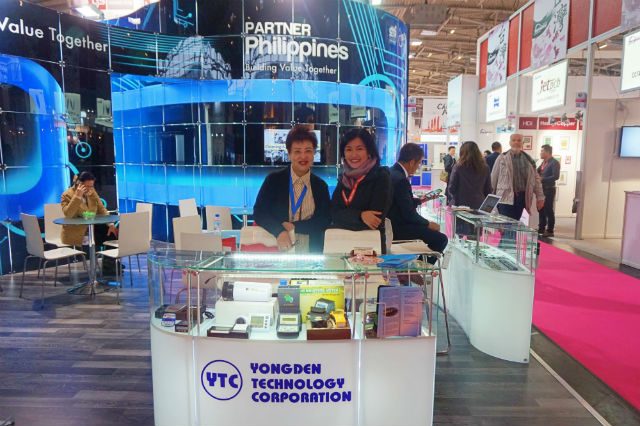 PROMOTING PH TECH. Yongden’s Mila Sy and Commercial Counsellor Althea Antonio at the Partner Philippines pavilion during the Electronica Fair 2018. Photo by Carol Ramoran/Rappler 