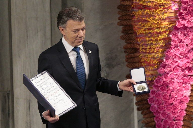 Nobel fetes Colombia peace deal but Dylan no-show