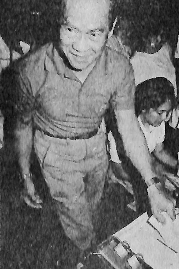 MARCOS LOYALIST. Arturo Tolentino votes during the snap elections. Photo from the Presidential Museum and Library  