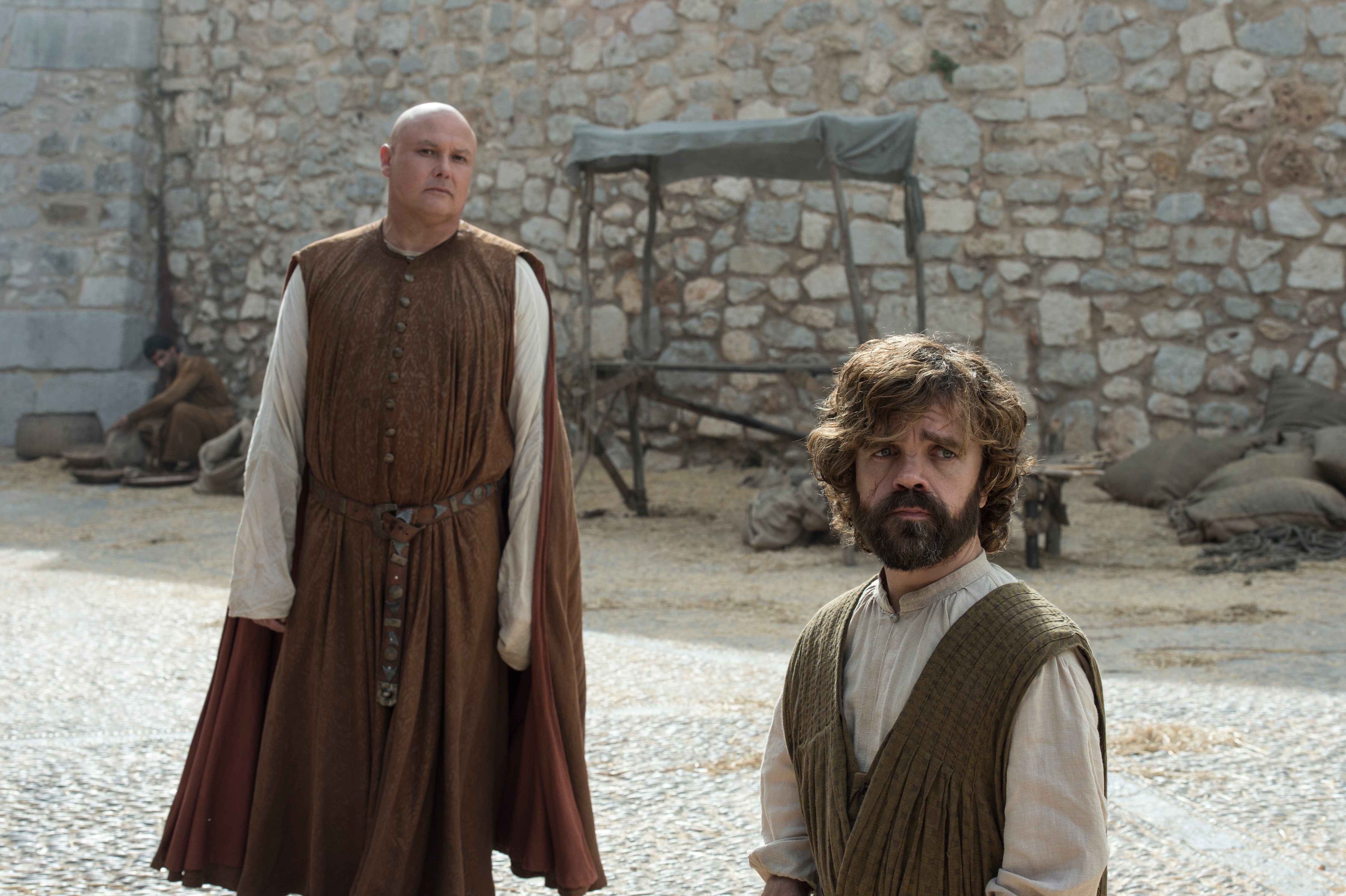 Conleth Hill as Varys and Peter Dinklage as Tyrion Lannister. Photo by Macall B. Polay/HBO 