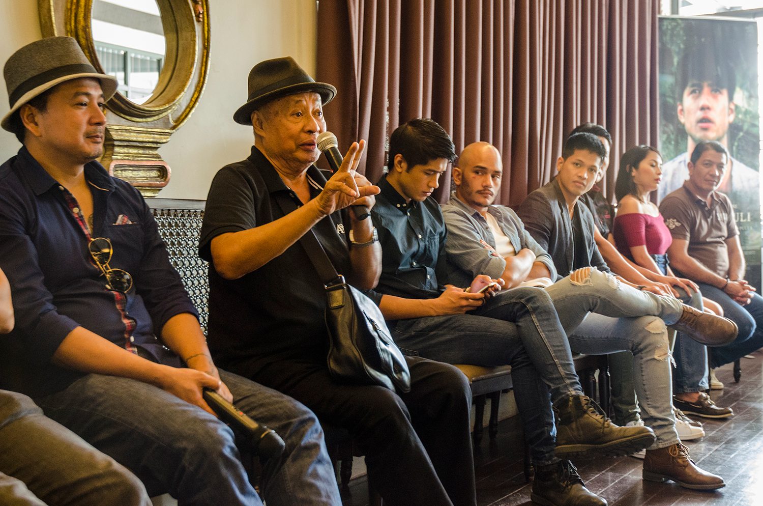 Director Gil Portes, Aljur and the cast of 'Hermano Puli' during the press conference. Photo by Rob Reyes/Rappler 