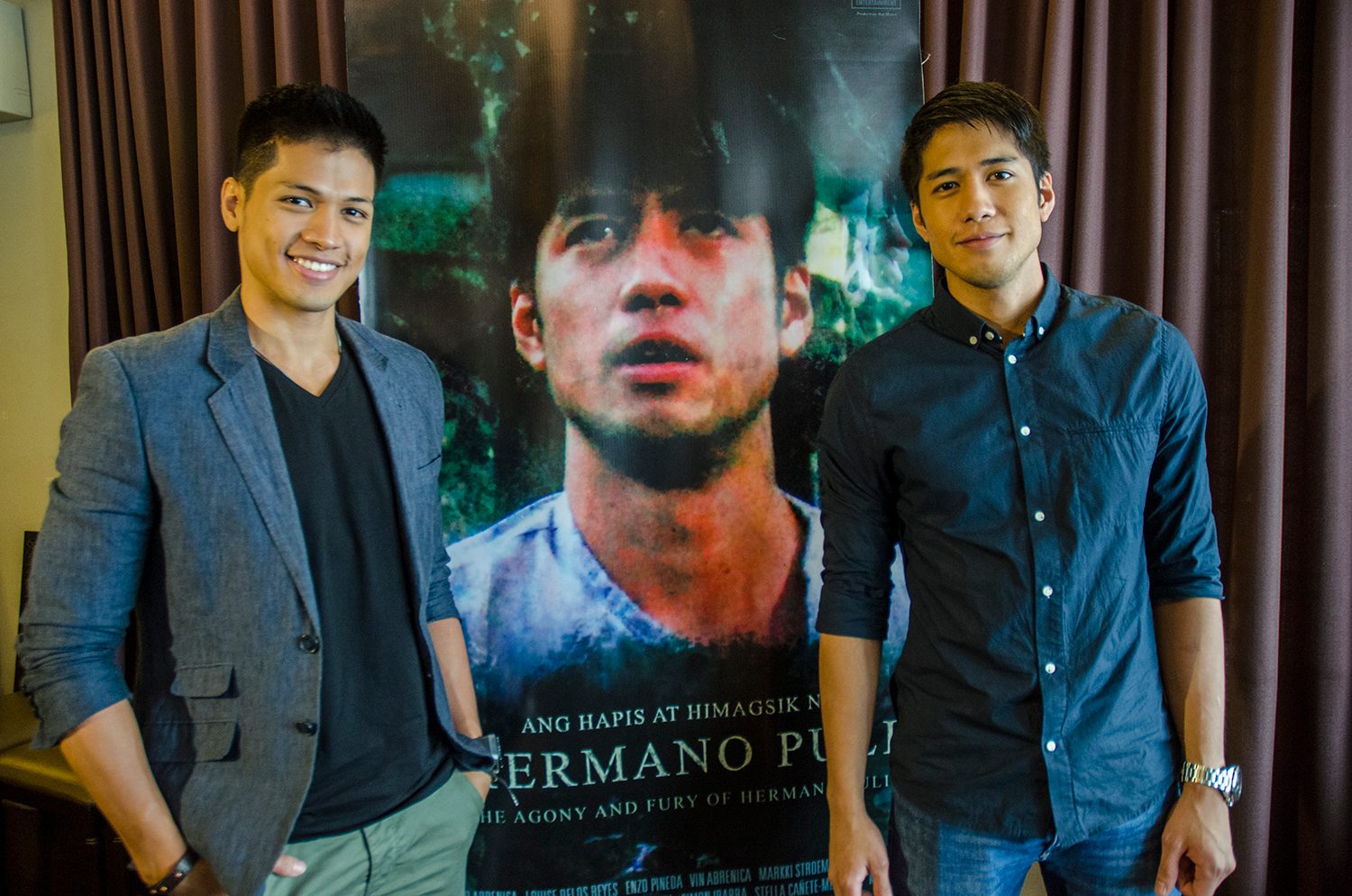Aljur and brother Vin Abrenica during the press conference. Their other brother Allen is also part of the movie. Photo by Rob Reyes/Rappler 