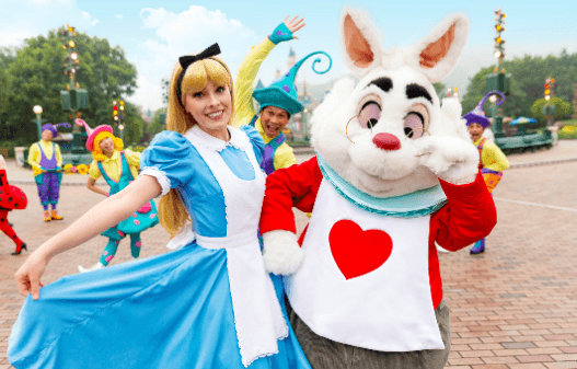 ALICE AND WHITE RABBIT. Meet the characters of 'Alice in Wonderland' during the procession  
