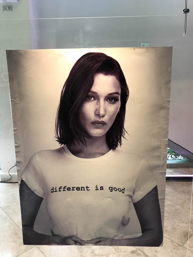 Bella Hadid wears the 'Different Is Good' shirt  