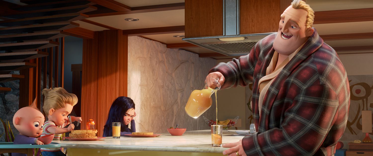 HE'S GOT THIS. Bob Parr aka Mr. Incredible attempts his most heroic feat yet: spearheading life at home with Violet, Dash, and baby Jack-Jack. Photo courtesy of Disney-Pixar 
