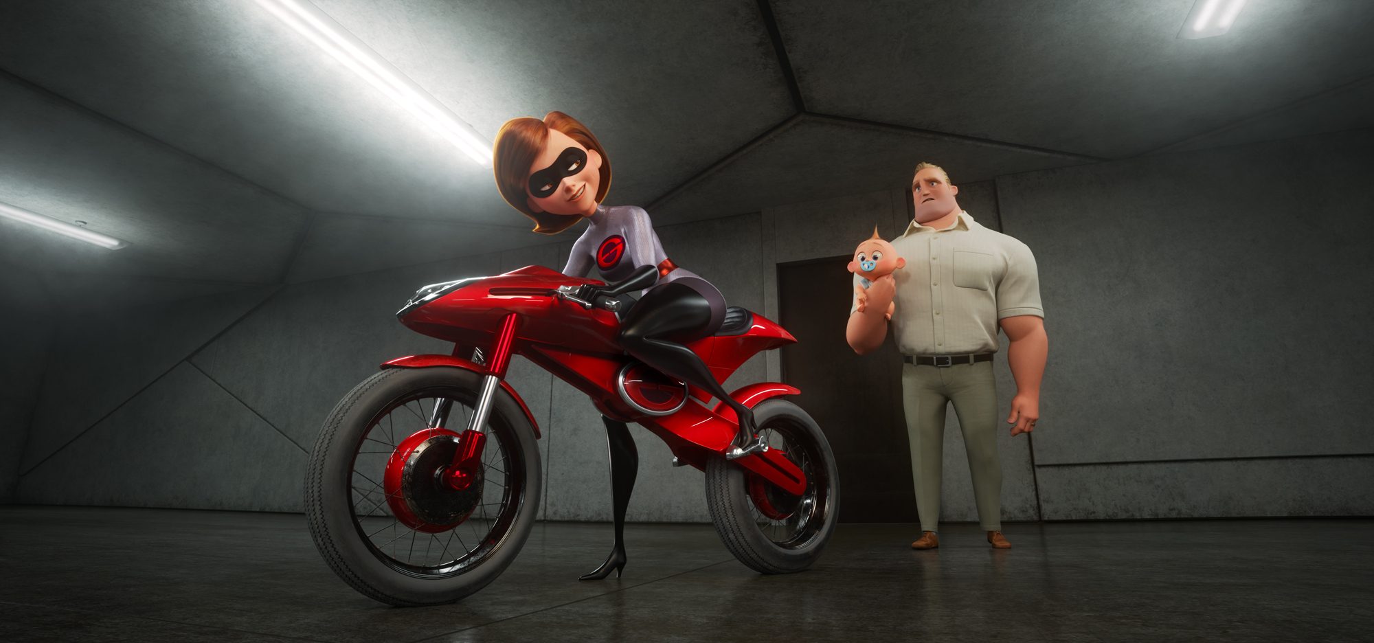 TAKING THE WHEEL. In 'Incredibles 2, Helen aka Elastigirl is called on to help bring Supers back. Her mission comes with a brand-new Elasticycle, a state-of-the-art cycle that is designed just for her.   