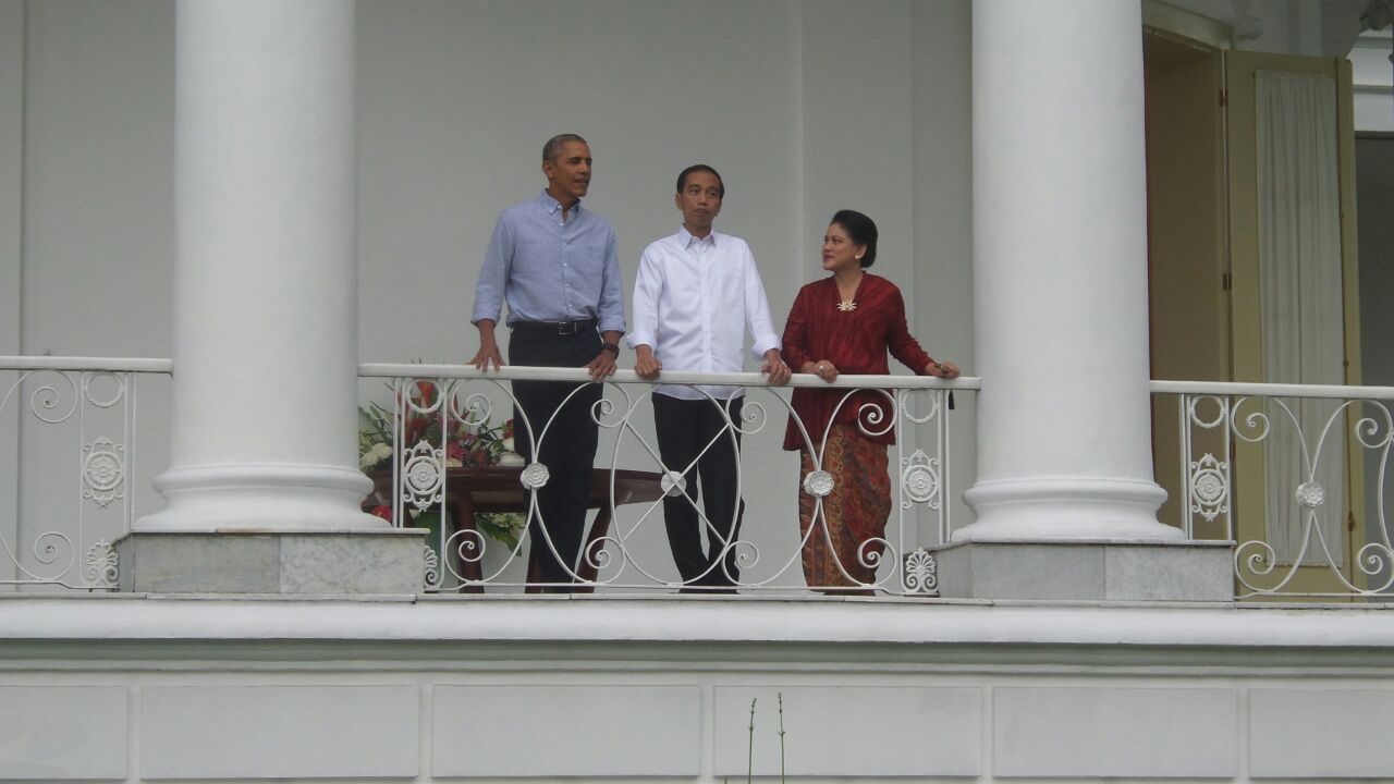 Jokowi sambut Obama di Istana Bogor