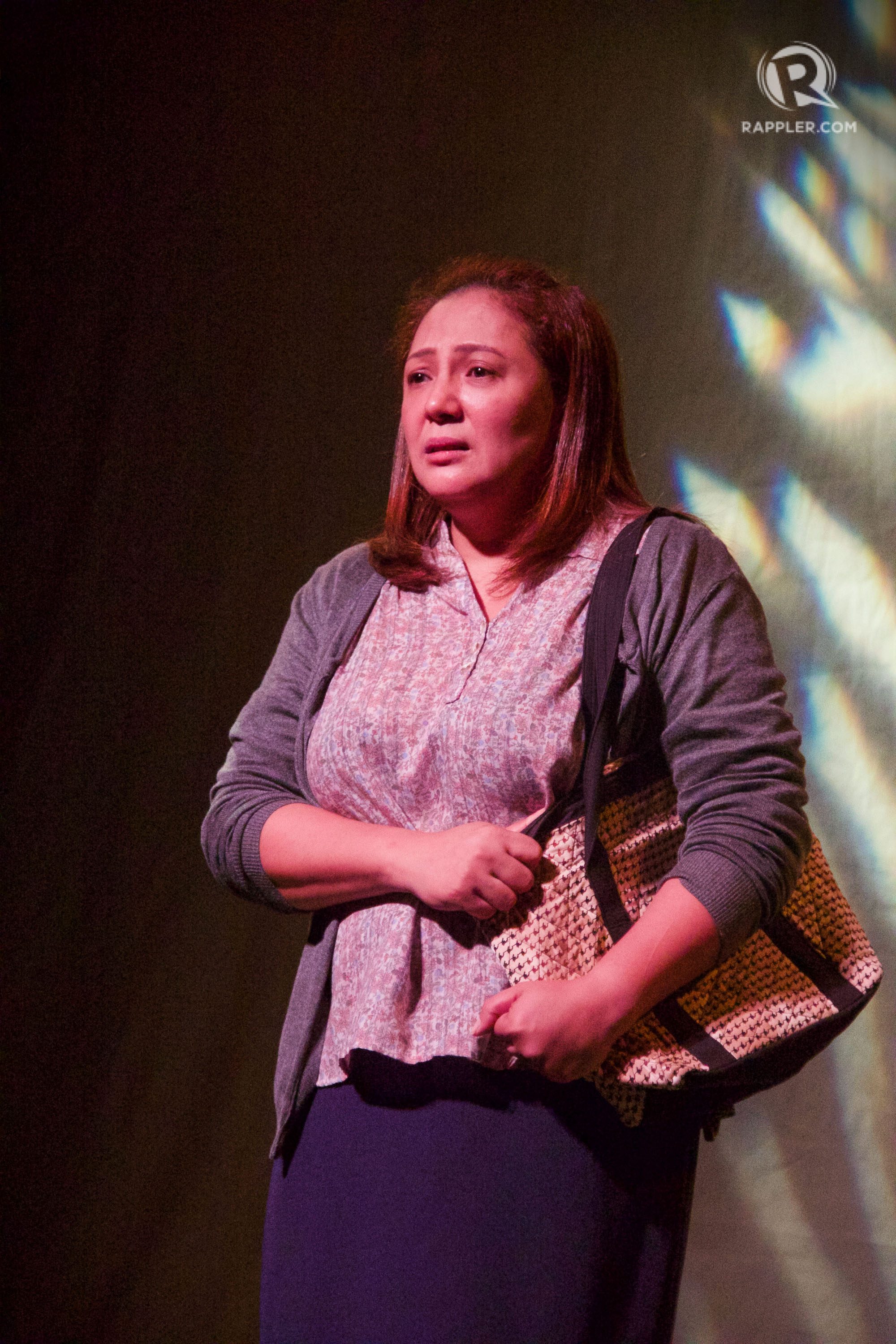 Cherry Pie Picache as a wife who claims her husband activist's body at the morgue. Photo by Rome Jorge/Rappler
 