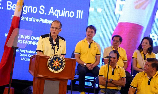 President Benigno Aquino III at the official launch of the ruling coalition's Senate slate. Photo by Joseph Vidal / Malacañang Photo Bureau  